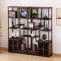 New Chinese antique rack Drawer storage bookshelf decoration storage partition Simple modern display Tea room living room wine rack