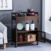 Beauty trolley shelf Beauty salon special tool car Bamboo solid wood three-layer hair salon nail salon locker