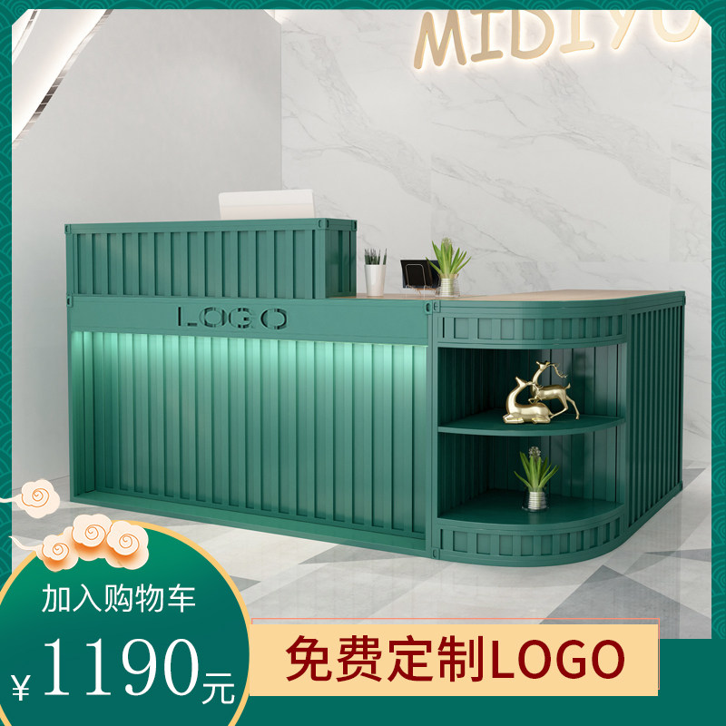 Cashier's counter small bar counter Antique Reception Desk Counter Arched Corner Bar Milk Tea Shop Front Desk Desk Industrial Wind