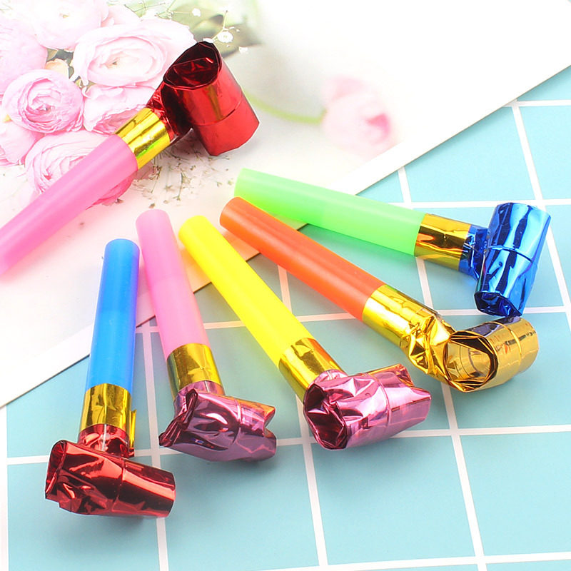Creative blowing toys retractable children birthday whistle balloon roll long nose children blowing roll whistle blowing dragon whistle
