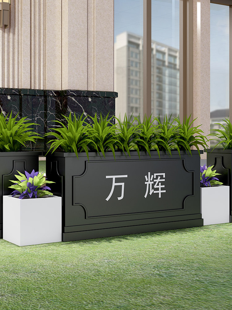 Outdoor Iron Art Flower Beds Outdoor Planting Flowers Metal Outswing Mobile Rectangular Fence Commercial Street Sample House Display Center