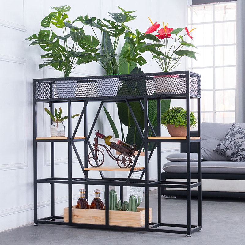 Iron Art Xuanguan Partition Shelve shelve Industrial Wind Flowers Shelf Dining Room Cafe Office Retro Creativity