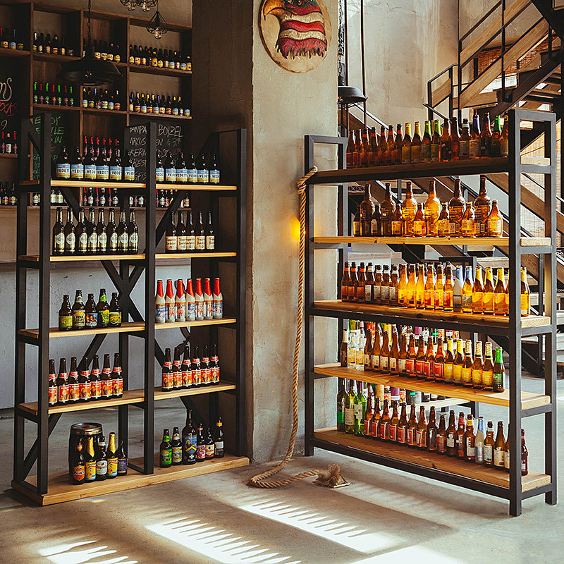 loft American retro bookcase iron art bookcase solid wood separator shelf for display shelf floor multilayer display shelf