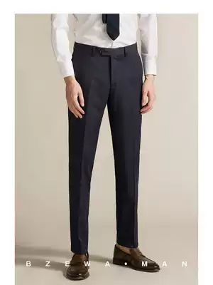 Black suit pants men's business leisure slim fit drop feel dress trousers work interview straight tube pants