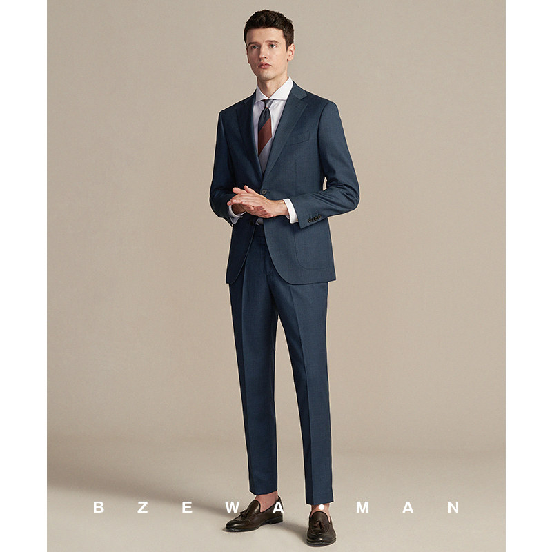 Italian fine twill Business men's suit Slim wedding banquet Groom dress Formal horn buckle suit