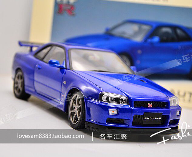 Alto 1:18 AutoArt Nissan Skyline GTR R34 V-SPEC II blue car model
