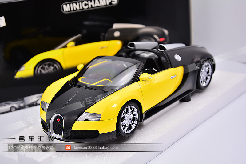 Mini cut 1:18 Bugatti Veyron Grand Sport 2010 yellow car model collection
