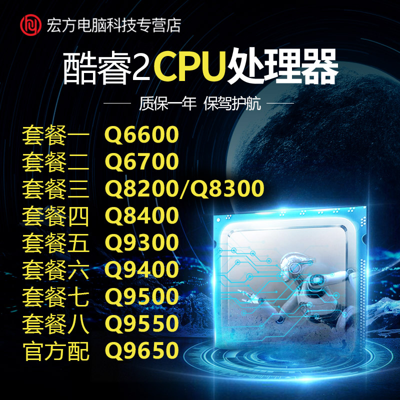 Quadriple core Q6600 6700 8200 8300 Q8400 9500 9550 Q9650 775 CPU
