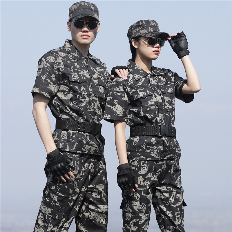 Summer outdoor short sleeve camouflage suit male students military training female breathable wear-resistant field performance work suit female