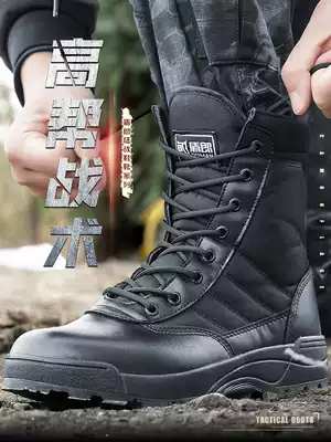 Dunlang spring and autumn outdoor hiking boots men's high tube ultra-light shock absorption non-slip tactical desert women wear-resistant black marine boots