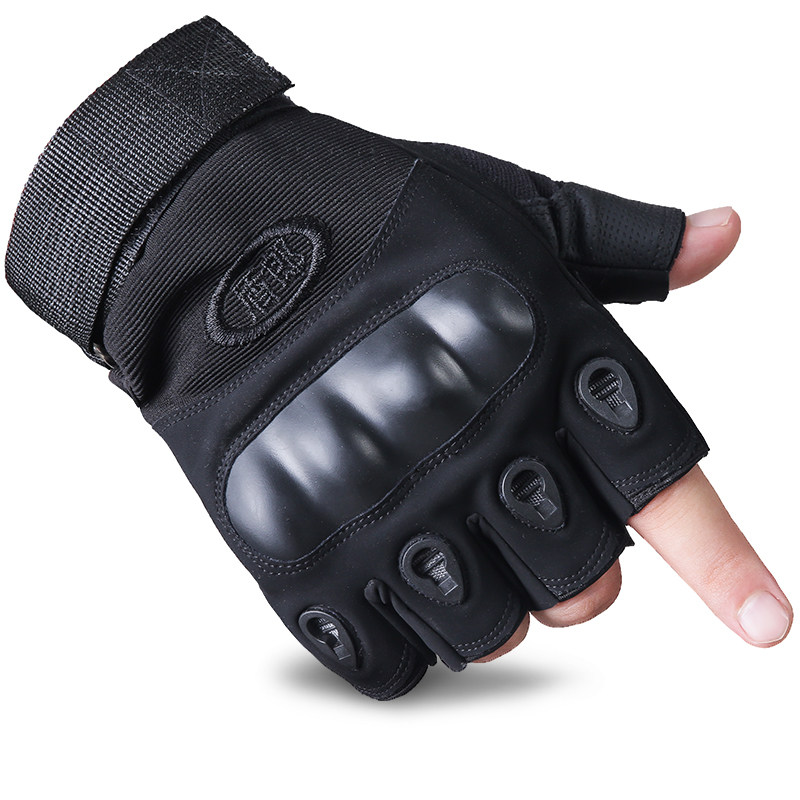 Shilong outdoor black tactical semifinger gloves male outdoor mountaineering ride protective wear resistant anti - skid fighting gloves