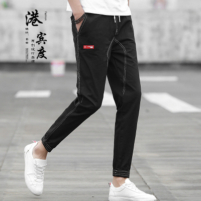 男士裤子春夏休闲修身韩版潮流九分哈伦小脚加绒加厚学生运动长裤