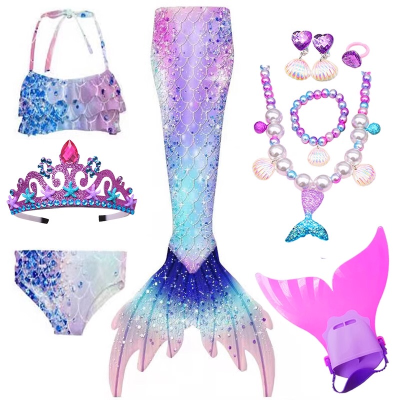 British Lmkl Girls' Mermaid Tail Kidsren's Swimsuit, Small and Medium-Sized Kidsren's Princess Dress, Fishtail Baby Girl's Swimming Suit