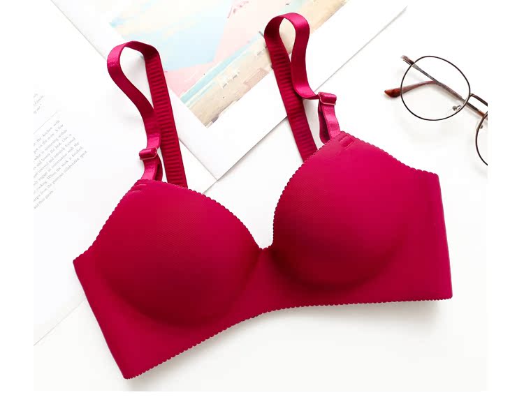 Kẹo màu liền mạch một mảnh loại vòng thép nửa cup cô gái áo ngực tập hợp sexy nhỏ áo ngực sinh viên đồ lót mỏng