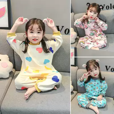 Baby pajamas autumn and winter jumpsuit crawling clothes 2 years old 3 baby children's home clothes girls anti-kick thickened coral velvet sleeping bag