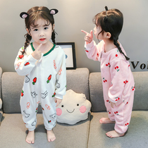 Childrens pajamas womens autumn and winter girls flannel 2 years old 3-year-old baby coral velvet padded children and girls conjoined