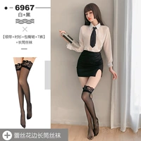 Галстук, рубашка, штаны, колготки, с акцентом на бедрах