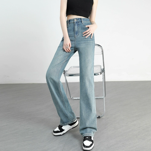 Осенние прямые свободные джинсы, штаны, 2024 года, по фигуре, подходит для подростков, свободный крой, высокая талия