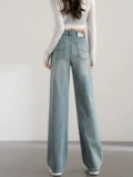 Прямые свободные джинсы, приталенные осенние штаны, 2025 года, высокая талия, подходит для подростков, свободный крой