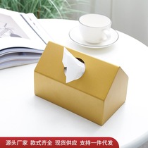 European style light luxury simple golden small house paper box coffee shop western restaurant table practical decoration accessories