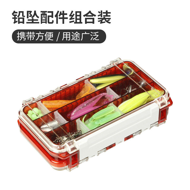 Multifunction Lujah Bifacial Box Accessories Containing Box Portable Lead Head Hook Fake Bait Lujah Bait Suit Double Bait Case