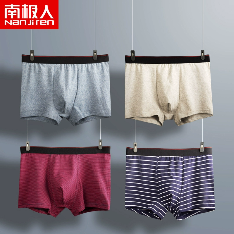 Nam cực quần lót nam xu hướng quần đùi nam boxer briefs cotton tinh khiết thoáng khí cá tính Sao quần lót quần đùi boxer quần đùi - Eo cao