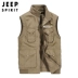 Xe jeep mùa xuân và mùa thu mới vest nam cotton giản dị ngoài trời vest nam thanh niên vest vest vai áo cỡ lớn - Áo vest cotton