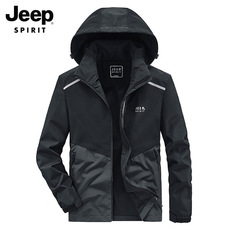 Куртка jeep/吉普男士休闲长袖夹克2021秋季新款宽松拼色拆卸连帽外套男 JEEP/2021