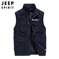 Xe jeep mùa xuân và mùa thu mới vest nam cotton giản dị ngoài trời vest nam thanh niên vest vest vai áo cỡ lớn - Áo vest cotton áo lông cừu