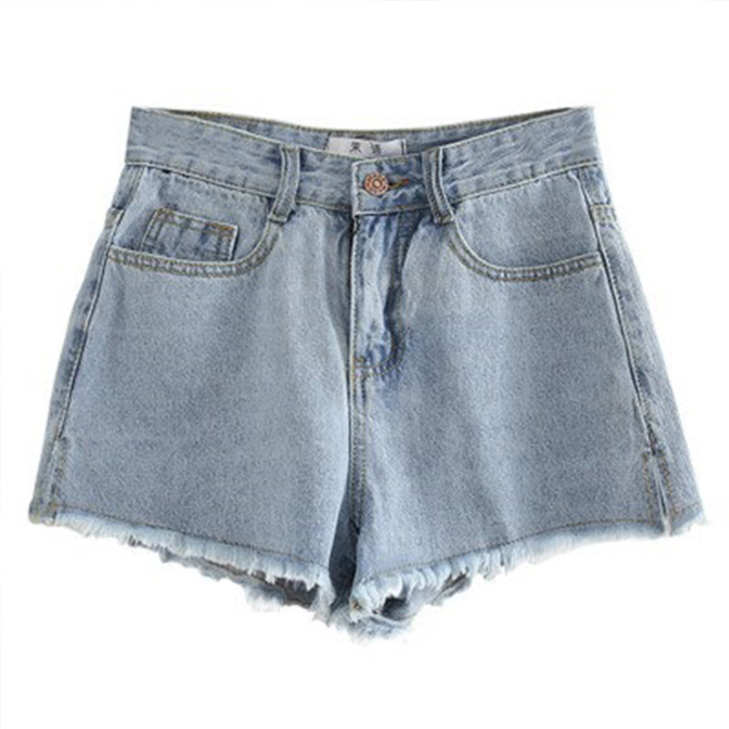 . 2020 mùa hè Hàn Quốc phiên bản của quần short denim phụ nữ mở ngã ba của lưng cao quần lỏng mới của phụ nữ quần áo phụ nữ