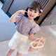 Girls' suit summer 2023 new short-sleeved thin cotton baby girl net red children's summer shorts two-piece set