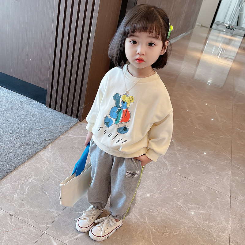 Girls Net Red Suit Spring and Autumn 2022 New Autumn Children's Sweater Western Style Baby Autumn Wear Sports Leisure Fashion