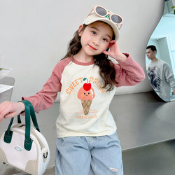 Girls' Long-Sleeved T-Shirt for Spring and Autumn 2025, New Stylish Children's Top for Autumn, Pure Cotton Base Shirt for Baby Girls