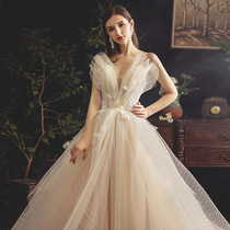 French Mori light wedding dress 2021 new bride temperament small trailing tour shooting niche design Fairy Senior