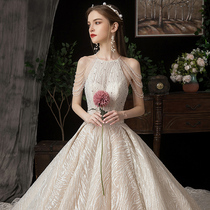 Main wedding dress 2021 New New temperament tailing French Mori Super fairy dream Starry Sky simple atmosphere