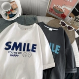 Tide, шелковая трендовая хлопковая японская футболка с коротким рукавом для влюбленных, свободный крой, подходит для подростков