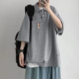 Брендовая японская трендовая футболка polo для влюбленных, в американском стиле, короткий рукав, оверсайз