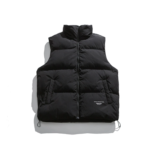 Tide, ретро черный демисезонный жилет, куртка с пухом без рукавов, свободный крой, подходит для подростков