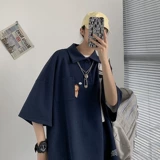 Брендовая японская трендовая футболка polo для влюбленных, в американском стиле, короткий рукав, оверсайз