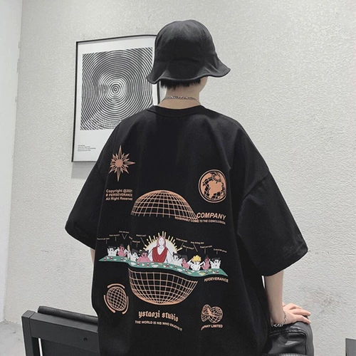 Tide, трендовая футболка с коротким рукавом в стиле хип-хоп, свободный крой