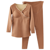 Pregnant womens autumn clothes and long trousers set nursing warm underwear German velvet bottoming shirt pregnancy postpartum breastfeeding and confinement clothes for women