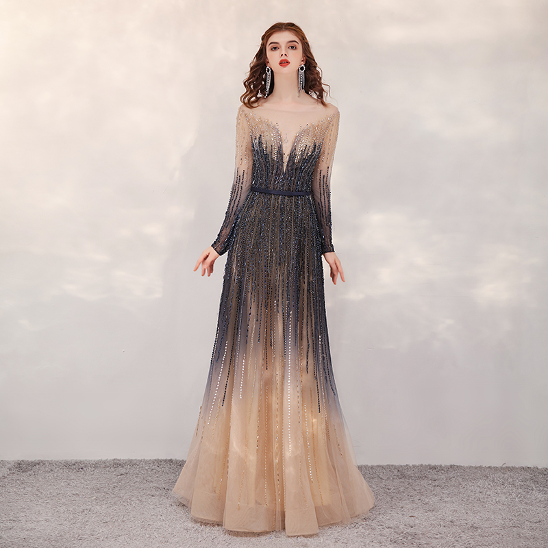 Long evening dress, long sleeve, 2022 collection Long evening dress, long sleeve, 2022 collection