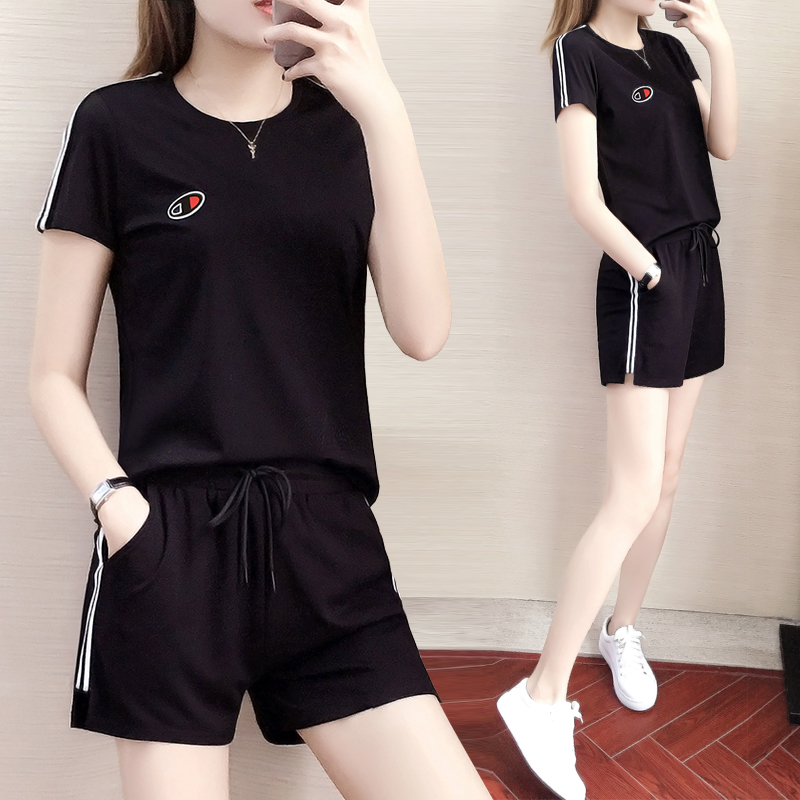 Casual Suit Ladies Summer 2022 New Loose Fashion Thin Shorts Sportswear Tracksuit Ice Silk Short Sleeves Two Sets