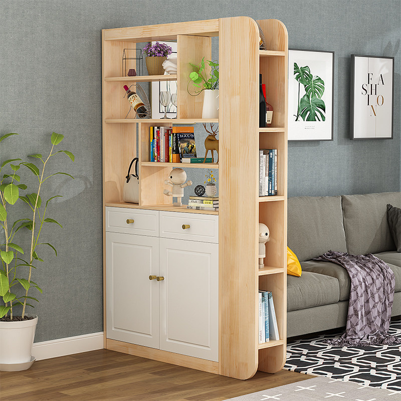 Full Solid Wood Genguan Partition Cabinet Nordic Door Hall Cabinet Modern Minimalist Shoes Cabinet Living-room Wine Cabinet Double Sided Screen Cabinet Customised