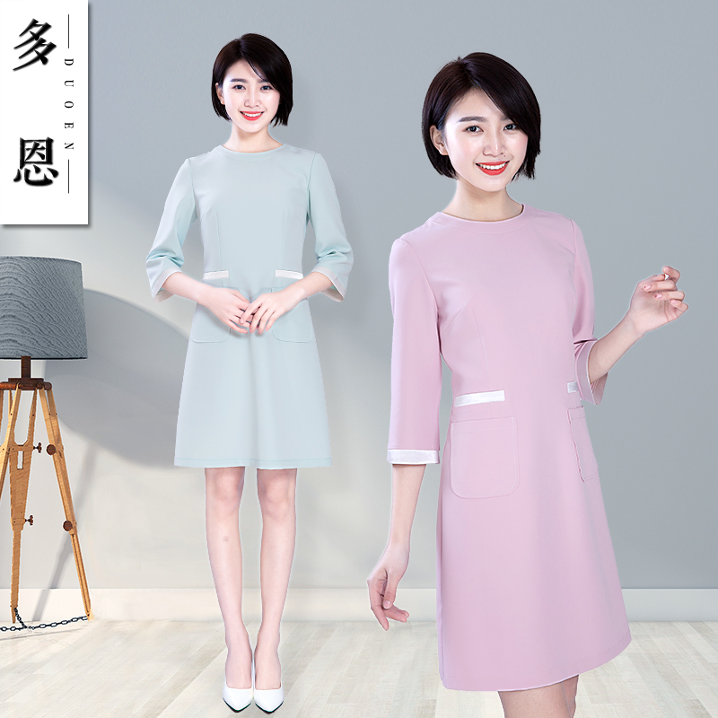 Dorn beauty salon technician work clothes dress fashion mid-sleeve health spa technician decoration body autumn and winter