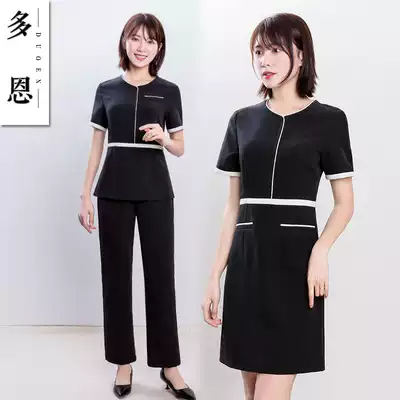 Dorn new beautician work clothing summer female temperament white beauty industry health club technician uniform short sleeve