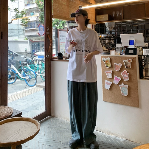 Летняя белая хлопковая футболка, круглый воротник