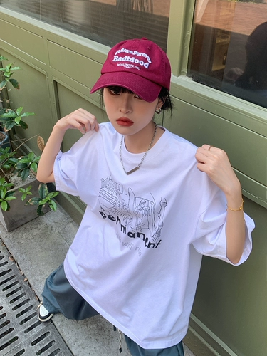 Летняя белая хлопковая футболка, круглый воротник