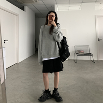 SIXI Sixi home-made spring simple piece solid color sweater women loose hooded thin jacket