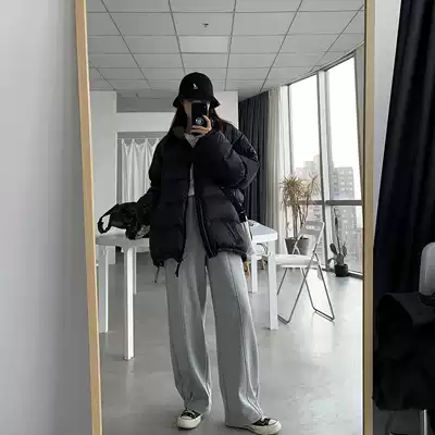 SIXI SIXI home made 20 autumn and winter plus velvet pants women's straight tube loose thin Joker thick sports casual pants